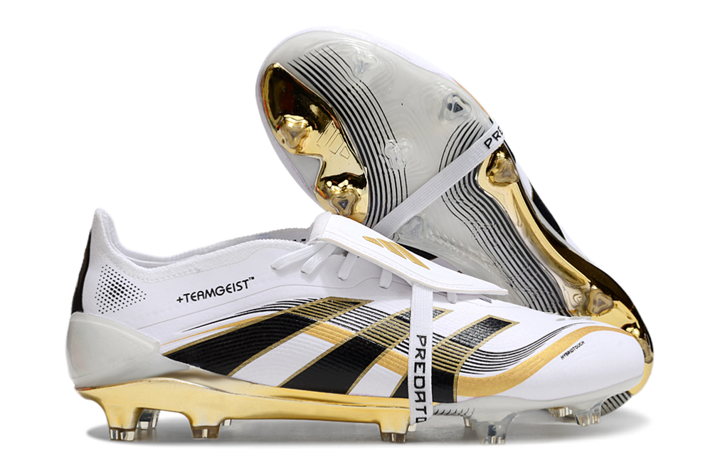 BOTA DE FUTBOL ADIDAS PREDATOR TONGUE FG ELITE - BLANCO/DORADA