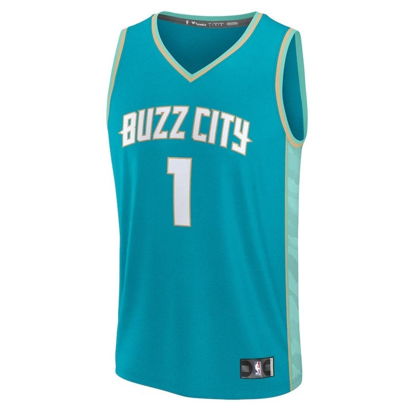 Camiseta NBA LaMelo Ball - Charlotte Hornets - Fanatics Branded 23/24 Fast Break - Azul Petróleo - Edición Ciudad