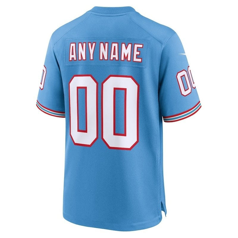 Camiseta NFL Tennessee Titans - Oilers - Versión Retro de Jogo - Azul Claro