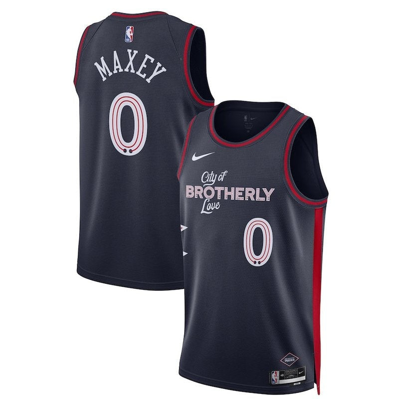 Camiseta NBA Tyrese Maxey - Philadelphia 76ers - 23/24 - Azul Marino - Edición Ciudad