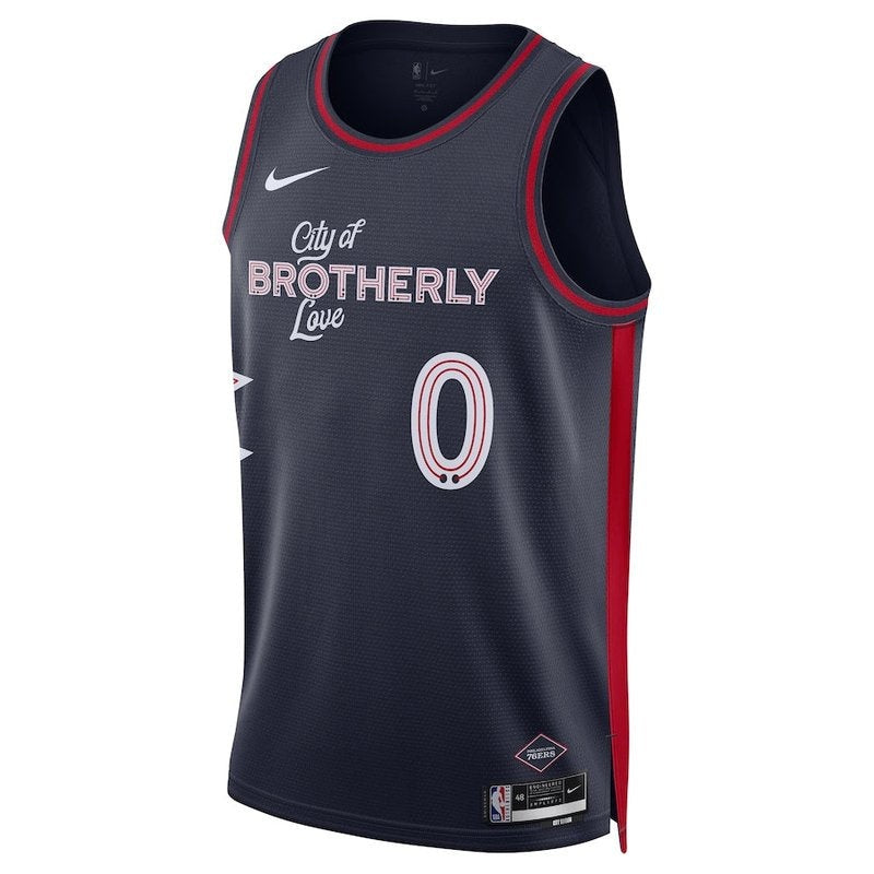 Camiseta NBA Tyrese Maxey - Philadelphia 76ers - 23/24 - Azul Marino - Edición Ciudad
